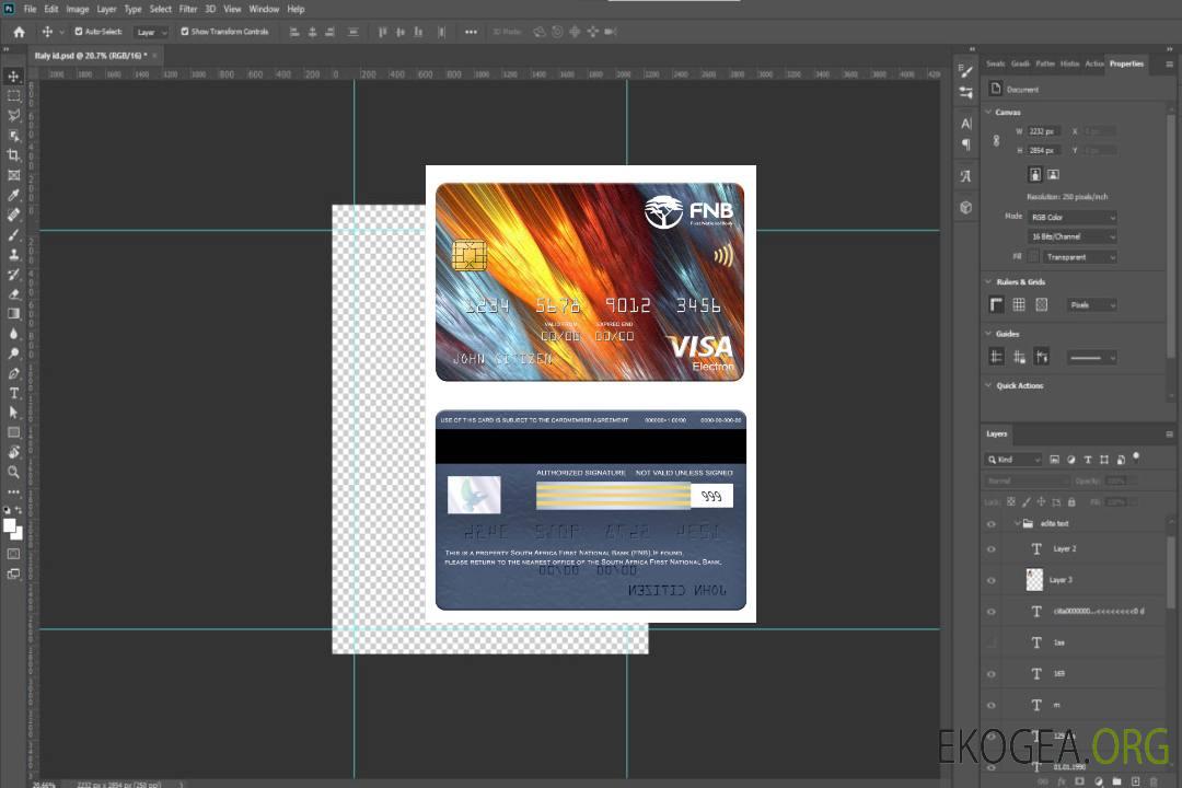 Carte électronique visa de la First National Bank (FNB) d'Afrique du Sud template